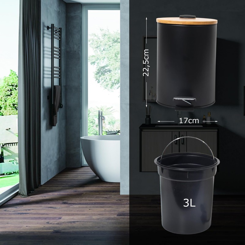 GREELUE 3L Metal Cosmetic Bin, Bathroom Bin with Lid, Bathroom