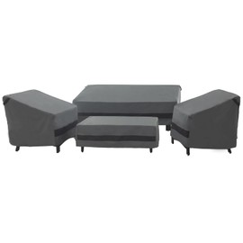 loriano Patio Furniture Cover Set, 4 Piece Outdoor Furniture Cover Waterproof, 600D Heavy Duty Lawn Patio Set Covers (Large, Grey)