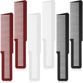 6 Peines de Corte de Pelo de Estilo Profesional Peine para Peinar Cabello Peine de Corte para Podadoras para Estilistas y Barberos Peluqueros (Negro, Blanco y Rojo)