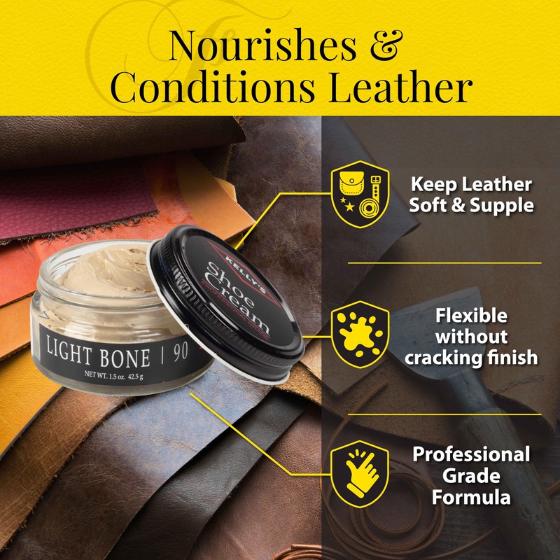 Kelly's Light Bone Shoe Polish 1.5 oz - Professional Leather