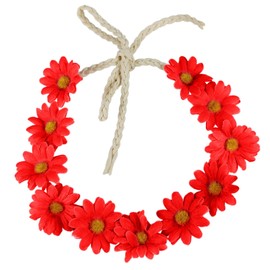 1 Pack Flower Headband, Flower Crown, Sunflower Headpiece, Daisy Crown for Women, Girls, Hippie Accessories (Red, M)