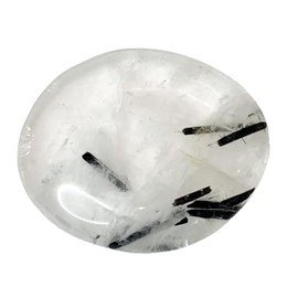 KRIO 1 x Turmalinquarz Scheibenstein IOV250307 Therapiestein - Größe L Steinlänge 50 bis 53mm, Dicke ca 10mm (Turmalinquarz 7)