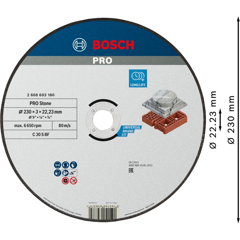 Bosch 1x PRO Stone Longlife Cutting Disc for Large Angle