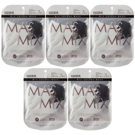 【まとめ買い】MASMiX バイカラーマスク 立体タイプ 35枚入（7枚×5個セット） ライトグレー×ブラック