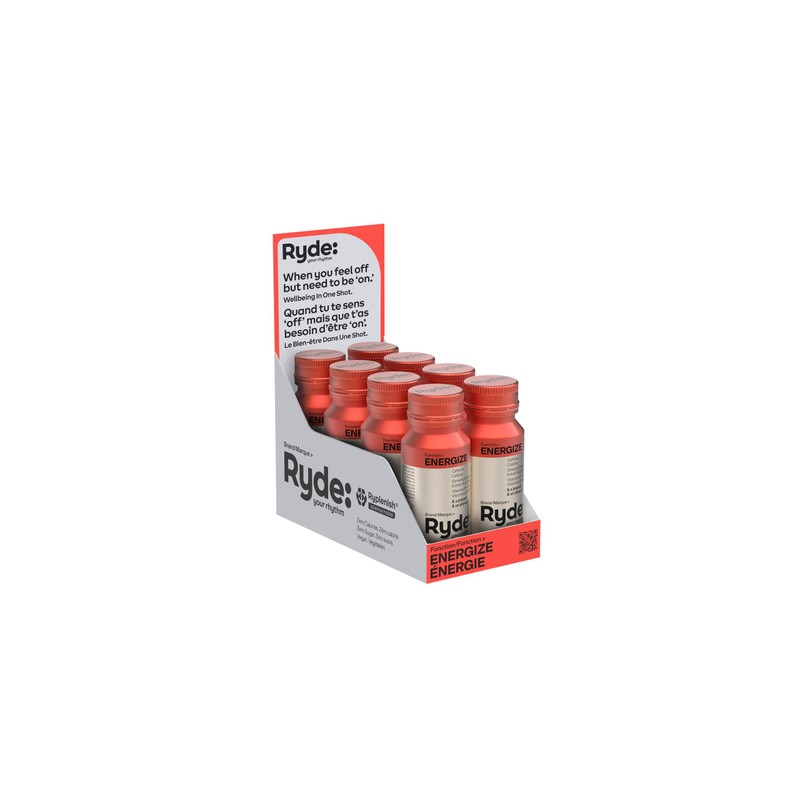 Ryde Energize Shot | Tropical Flavor | 8 pack of