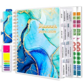 Planner 2025-2026, Large 18 Months Academic Daily Weekly Monthly Planner Yearly Agenda July. 2025–Dec. 2026, 7.9" x 9.8", Page Tabs, Separator Page, Pocket Folder, Bookmark, Stickers, Sticky Note Set