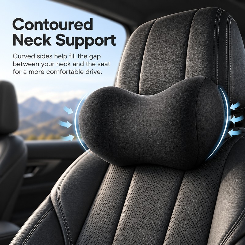 Memory Foam Car Neck & Lumbar Support Pillows for Driving
