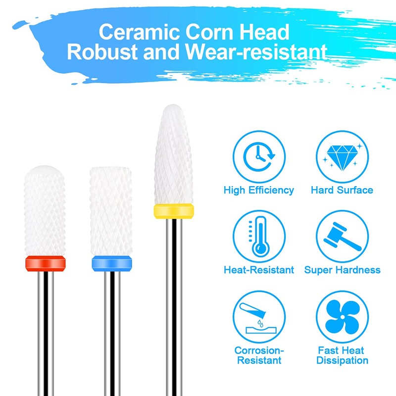 URAQT Ceramic Nail Drill Bits Sets, 10 pcs Electric Nail