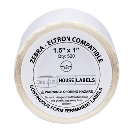 Zebra/Eltron Compatible 1.5 x 1 Direct Thermal Labels (1-1/2" x 1") ONE (1) Roll; 520 1.5x1 Labels Per Roll BPA Free!