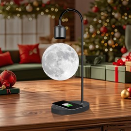 DuliCube Floating Moon Lamp with 3 Color LED Lights, Magnetic Levitating Moon Ball & Wireless Phone Charger Elegant Home Office Decor Ideal Unique Gift with Cool Mesmerizing Night Display