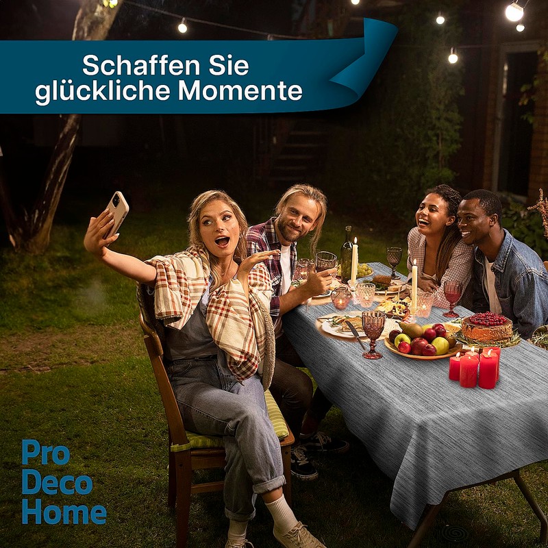 Oilcloth Tablecloth with Overlock Seam, Linen Embossing, Light Grey, Rectangular,