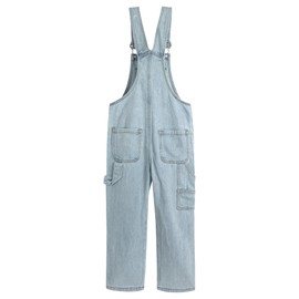 KIDSCOOL SPACE Kids Denim Dungarees Denim Dungarees with 3 Buttons on Both Sides for Small Big Kids, Light blue-2681