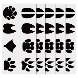 Gosknor 5pcs Down Jacket Repair Patch, Fabric Puffer Jacket Patch Self-Adhesive Black Nylon Repair Tape for Down Coat Tent Sleeping Bags Clothing Outdoor Gear Holes Fixing (Animal Footprints)