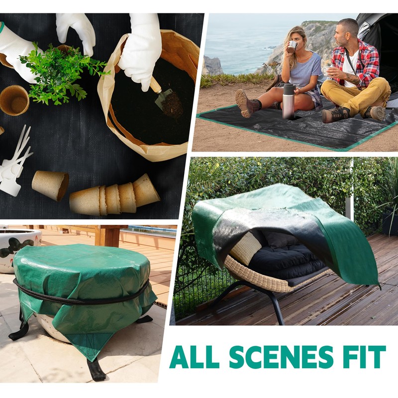 RAINDEWAY 7x7 Feet Leaf Tarp with Handles 10 Mil Waterproof