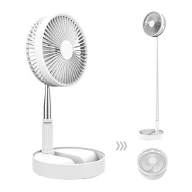 Desk and table fan, Air Circulator Fan Portable Travel Fans Battery Operated or USB Powered,Adjustable Height ,Foldaway fan with remote Control Timer 4 Speed Settings (White)