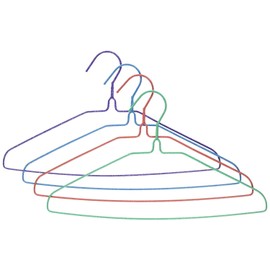 UM24 Galvanized Steel Metal Coat 16-Inch Clothes Wire Hangers with Plastic Coating in Assorted Colors, 13 Gauge, Set of 50