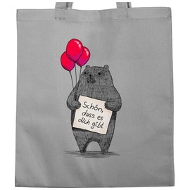 Shirtracer Baumwolltasche - Sprüche Statement - Schön, dass es dich gibt - Unisize - Hellgrau - tasche freundin geschenk arbeitskollege geburtstag geburtstags schön das du da bist beutel