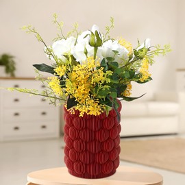 Vase Creative Vase, Flower Vase for Home Decor, Vases for Flowers for Farmhouse, for Friends and Family, Christmas, Wedding, Bridal Shower (Red)