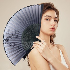 Japanese Fan Hand Portable Fan Handheld Bamboo Fans Japanese Vintage Retro Fan Home Dancing Party Wedding Silk Bamboo (Multicoloured-7)