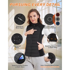 EGUMIGU Heated Vest for Women Warming Electric Heating Vest Coat for Outdoor Activities (Battery Not Included)
