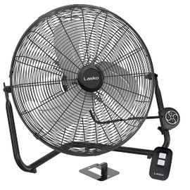 Lasko 20" Black High Velocity Wall Mount Fan with Pivoting Head - 3 Speeds, Remote Control, Ideal Wall Mount Fan or Floor Fan for Home, Garage, Attic, H20660