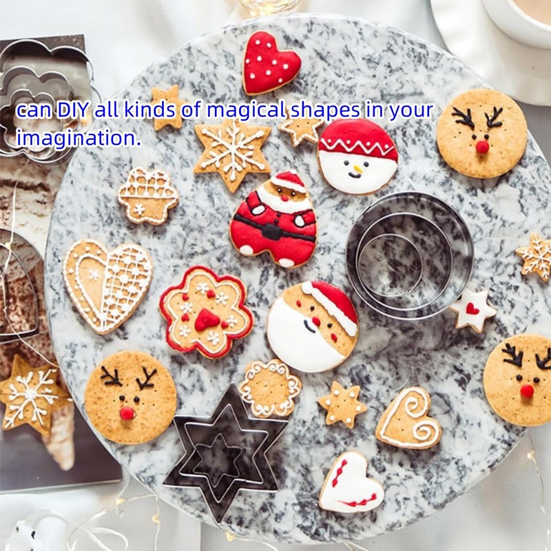 Cookie Cutter,12 PCS Heart Star Circle Flower Shaped Stainless Steel