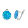 Blue Simulated Opal Circle Disc Huggie Earring Sterling Silver