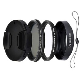 JJC 4-Piece Lens Hood Kit for Powershot Canon G1X Mark III Digital Camera - includes Aluminum Alloy Metal Lens Hood, MCUV & CPL Filters, Lens Cap with String