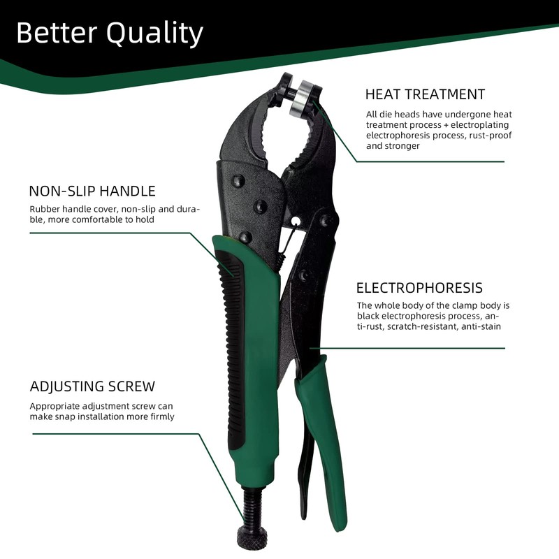 Heavy Duty Snap Fastener Tool Adjustable Vice Grip Snap Setter