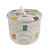 African Fair Trade Handwoven Lidded Shelf/Table Basket from Senegal, White