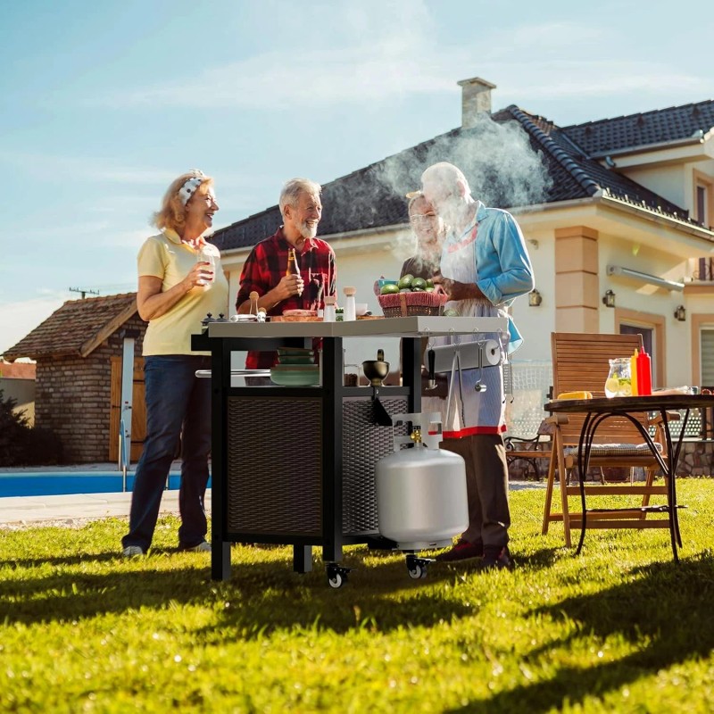 Kitchen onlyfire 35 Inch Rolling Kitchen Island and BBQ Serving