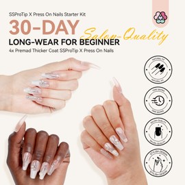 SAVILAND Bride Press On Nails Easy Kit: Long-Wear Acrylic Thick Tips Wedding White Press Ons Gel X Nail Kit U V Cured GEL Nail Glue Fake False Nails Nail Lamp DIY Nail Art Kit