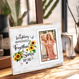 Friends Picture Frame, Sister Picture Frame Tourist Memorial Frame Sister Gift-Friends Gift-Best Friend Gift-Long Distance Friendship Gift-Christmas Gift-Wood Photo Frame For 6''×4'' Photo Desk Deco