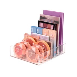 Eyeshadow Pallet Organiser, 7 Compartments Makeup Palette Holder, Plastic Cosmetic Storage for Bathroom, Dressing Table, Vanity, Worktop, Bedroom, Transparent