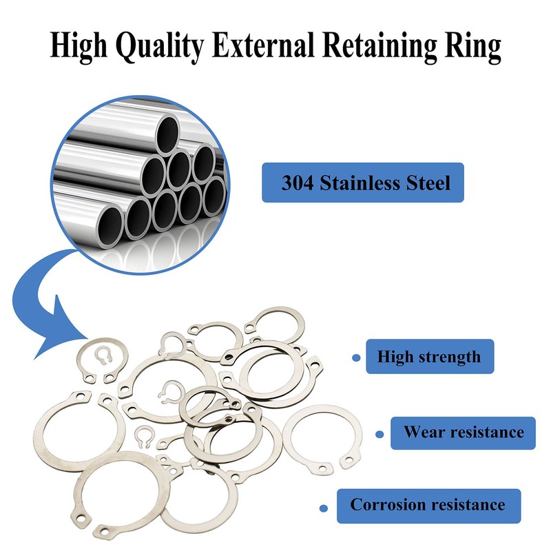 Didamx 325Pcs 304 Stainless Steel External C-Clips Shaft Circlip Retaining