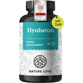 NATURE LOVE® hyaluronic acid capsules with zinc – high dose with 500 mg hyaluron – vegan – 90 capsules (3 months) – 500-700 kDa - laboratory tested, no undesirable additives