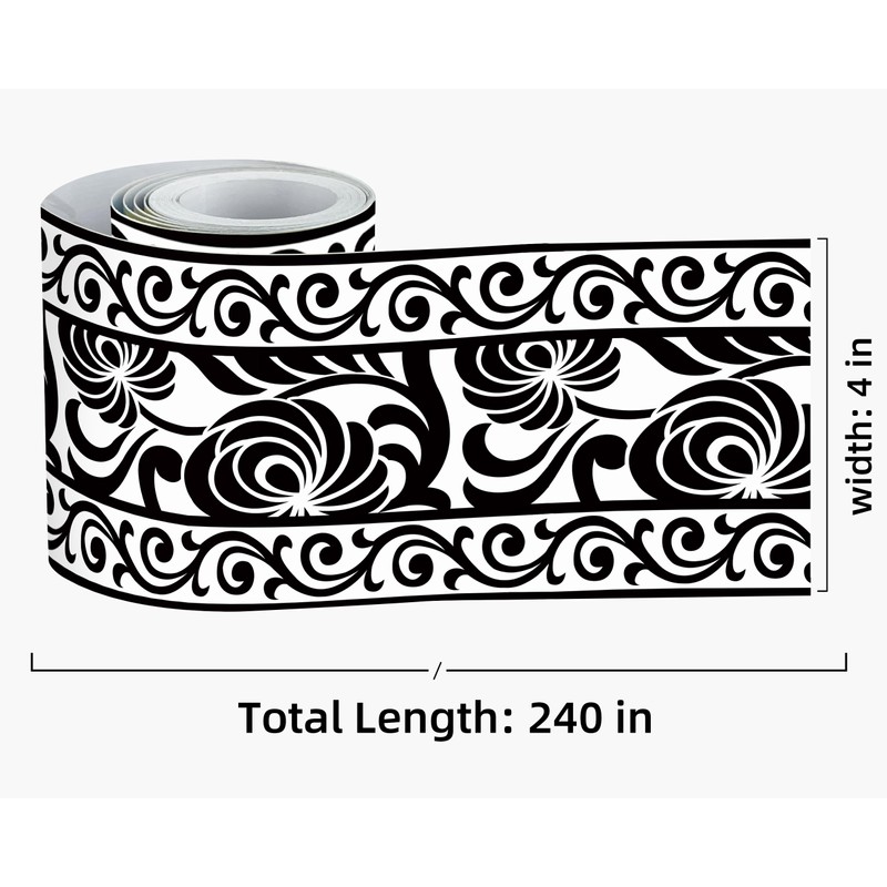 FLFK Mirror Border Peel and Stick - Black and White
