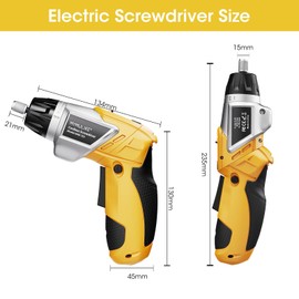 MYMULIKE Electric Screwdriver Cordless Set, 3.6V Power Screwdriver Rechargeable with Light, Yellow Screw Gun with Pivoting Handle and Drill, 49 Pcs Accessories, 6+1 Torque Setting, 2000 mAh Battery