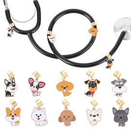 LuneClat Frenchie Chihuahua Stethoscope Charms for Nurses - 10Pcs Cute Dog Alloy Pendants Stethoscopes Charm for Doctors Medical Students, Puppy Accessories Gifts for Veterinary Staff