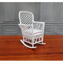 Town Square Miniatures Dollhouse Rocking Chair for Patio White Metal 1:12 Scale Miniature Furniture