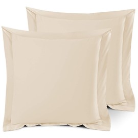 Nestl Soft Pillow Shams Set of 2 - Double Brushed Microfiber Pillow Covers - Hotel Style Premium Bed Pillow Cases, with 1.5” Decorative Flange, Euro 26"x26" - Cream