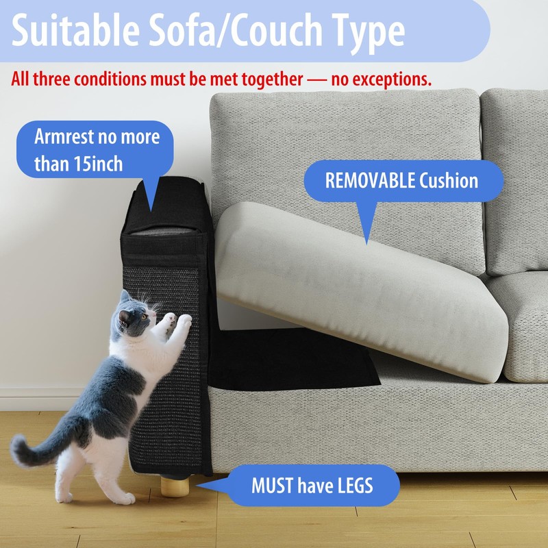 Reversible Cat Scratch Couch Protector Made of Natural Sisal for