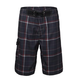 Nonwe - Bermudas de playa para hombre resistentes y ligeras Shorts con forro, Deep Grey(plaid), 28