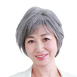 mamota Short Bob Full Wig, Wig, Wig, Gray Hair, Black Hair, Women's, Heat Resistant, Wolf, With Net