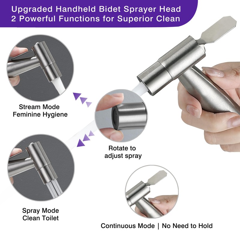 Tugbagocer Bidet Toilet Sprayer Head Stainless Steel Handheld Sprayer for