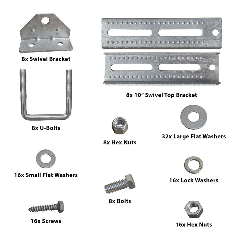 A.A 10" Galvanized Swivel Top Bunk Bracket Kit with Hardware