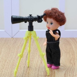 NUOBESTY Dollhouse Miniature Telescope with Tripod, 12Pcs Miniature Telescope Toys Model Mini Pocket Binoculars Early Educational Toys for Small House Decor Random Color