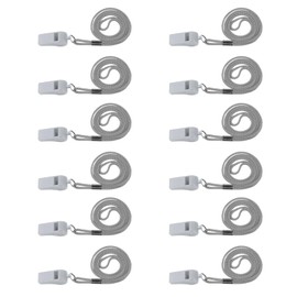 Plume'CHJ Emergency Plastic Whistles with Lanyard, Loud Crisp Sound, 12 Packs Plastic Whistles Ideal for Lifeguard, Self-Defense and Emergency (12-Grey)