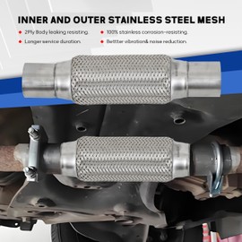 2”X6"/10" universal full body stainless steel exhaust hose, double braided bendable Laser Welding exhaust hose, suitable for heavy-duty and automotive use