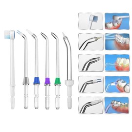 Jerilla 6pcs Oral Irrigator Nozzle Set Replacement Jet Tips Kit Accessories Compatible with Waterpik Water Flosser WP-100/WP-250/WP-300/WP-450/WP-560/WP-660/WP-811/WP-900/Flycat FC168/FC188